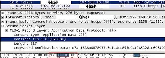 Wireshark Trace for “0x17030100” signature”